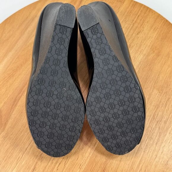 Lilly Pulitzer Patent Leather Peep Toe Wedge Heels Black 36.5 US 6 - Picture 10 of 13